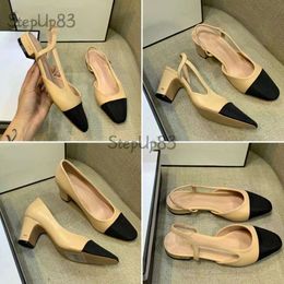 Tacchi alti Scarpe moda Balletto Vera pelle Aperto su formale Tacco grosso Slingback Sandali ballerine scarpe firmate mocassino donna