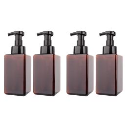 Bottles 4 Pack Foaming Soap Dispenser 15Oz Refillable Foam Liquid Hand Soap Empty Plastic Pump Bottle Container Brown 450Ml