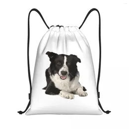 Shopping Bags Custom Border Collie Drawstring Men Women Lightweight Pet Dog Gift Sports Gym Storage Backpack