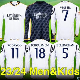 23/24 Long Sleeve BELLINGHAM VINI JR soccer jerseys MBAPPE Tchouameni 2023 2024 football shirt Real Madrids HP CAMAVINGA Rodrygo MODRIC men kids uniform fans player