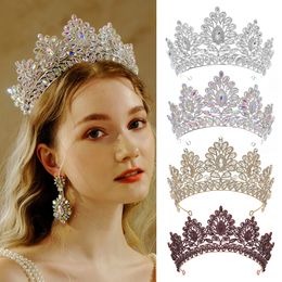 Luxury Crystal Diamond Wedding Dress Bride Big Crown Luxury Leaves Birthday Party Princess Hair Accessories