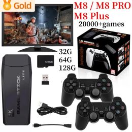 Consoles M8 / M8 PRO/Plus Video Game Console HD Game TV Stick 4K 20000 Games With 2.4G Wireless Gamepads Controller Retro Classic Gaming