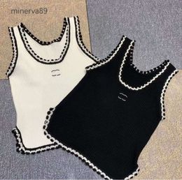 Anagram-embroidered Women Tanks Camis cotton-blend tank tops Two C letters Designer Skirts Yoga Suit CHANNEL Dress bra Vest Ladies solid Vintage T Shirt Femme5677