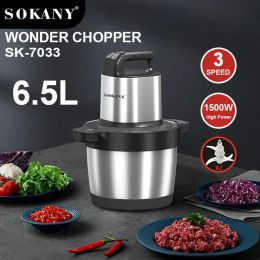 Grinders Electric Meat Grinder, 1500W Food Processor Vegetable Chopper 6.5L Stainless Steel Bowl, Meat Grinder for Meat Vegetable Fruit