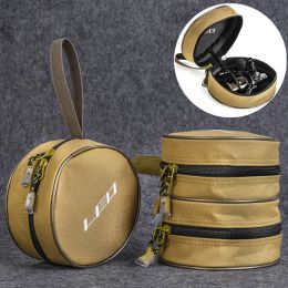 Bags Single/Double Layers Fishing Reel Bag Canvas Round Fishing Wheel Case Cover Inner Diameter 15cm for Drum/Spinning/Raft Reel