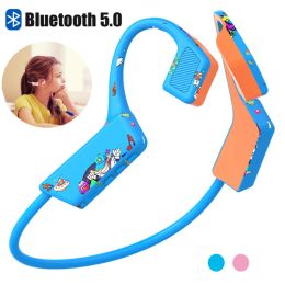 Headphones Kids Bone Conduction Headphones Cute Blutooth Sport Headset Waterproof Music Earphone with Noisecanceling MIC for Handsfree