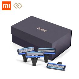 Control Xiaomi Mijia Huanxin Men Razor 4 in 1 Set 5 Blades 4pc Shaver Head Magnetic Replace Clip Gift for Man (Replacement Head Only)