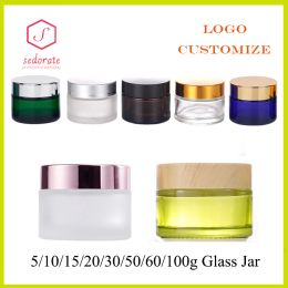 Bottles 10/20pcs 30g Glass Jar For Cream 60g Amber Glass Pot 5g Mini Vias Cosmetic Serum Glass Cans Makeup Glass Case Container LZ001