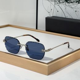 FG50133U Unregelmäßige rahmenlose Diamantschliff-Linsen-Sonnenbrille für Damen und Herren, Unisex, randlos, geschnitzt, für den Außenbereich, Fahrbrille, modische rahmenlose Brille mit Box