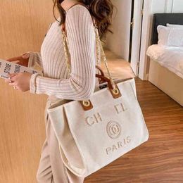 Luxury Classic Fashion Beach Bags Tote Label Pearl Evening Bag Portable Large Capacity Female Designer Canvas Handbag Brand Women 256F