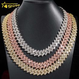 Iced Out Hip Hop Fashion Jewelry Men 925 Silver Vvs Moissanite Cuban Link Chains 16mm Baguette Cut Diamond Cuban Link Necklaces