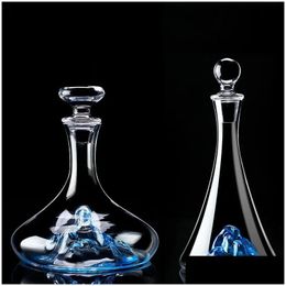 Bar Tools 1300Ml Hand Blown Iceberg Decanter Creative Luxury Lead Crystal Glasses Red Wine Whiskey Brandy Vodka Bottle Drop Delivery Dhdmr