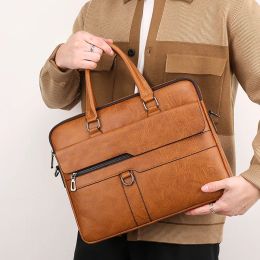 Backpack Leather Briefcase For Men Boston Handbag Laptop Document Folder Shoulder Business Vintage Messenger Crossbody Side Designer Bag