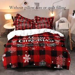 sets Red&black Checkered Bedding Set Duvet Cover Set 3d Bedding Digital Printing Bed Linen Queen Size Bedding Set Christmas Design