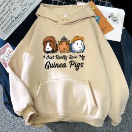 Sweatshirts I Just Really Love My Guinea Pigs Print Harajuku Women Clothes Streetwear Funny Animal Hoodies Y2k Women Fashion Sweatshirts