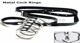 w1031 Male Leather Cock bondage penis restraint metal rings harness device belt adult sex game toy fetish products for men6595565