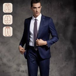 Suits (Customized Sizes) Premium Suit British Striped for Men's Business Formal Dress, Wedding, and Groom, Slimfit Coat Vest & Pants