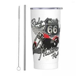Tumblers Motorcycle Ride The Historic Route 66 Insulated Tumbler Mother Road Retro Oldschool Vacuum Coffee Mugs Home Car Bottle Cup