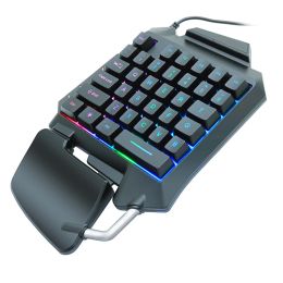 Keyboards Wired OneHanded RGB Mechanical Gaming Keyboard 35 Keys LED Backlit Left Hand Portable Mini Keypad For Mobile Game LOL/PUBG/CF