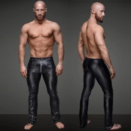 Pants SXXL Hot New Sexy Men Wetlook Shiny Faux PU Leather Pants Shiny Trousers Nightclub Stage Performance Singers Dancer