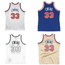 Patrick Ewing #33 genähtes Basketballtrikot S-6XL 1985-86 91-92 96-97 Mesh Hardwoods Classics Retro-Trikots Männer Frauen Jugend blau weiß