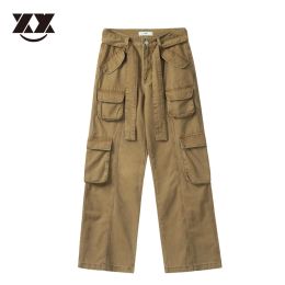 Pants Hip Hop Multipockets Cargo Pants Men Women Solid Color Streetwear Jeans Overalls Loose Harajuku Casual Trousers