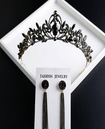 Black Crystal Bridal Jewelry Tiara Headpieces Crown Bride Princess Crown Headpiece For Wedding Dress 2019 Wedding Bridal Accessori6127269