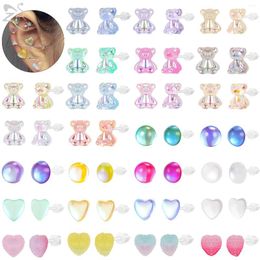 Stud Earrings ZS 6Pcs/lot Cute Animals Shape Earring Acrylic Heart Fish Invisible Resin Ear Studs Helix Conch Rock Piercings Jewellery 21G