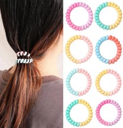 Two Colour Stretch Hair Tie Telephone Wire Elastic Rubber Bands Frosted Spiral Cord Hair Rings Simple Women Hair Accessories3092343