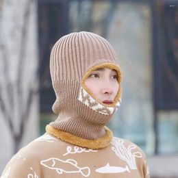 Berets Outdoor Neck Warmer Windproof Woollen Hat Balaclava Beanies Knit Fleece Scarf Cap