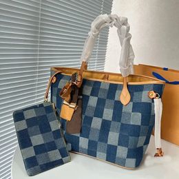 Blue Denim Jacquard Cross Body Shoulder Bags designer printed Denim Cross Body Women Totes Bags denim Travel Handbag Totes pouch purse
