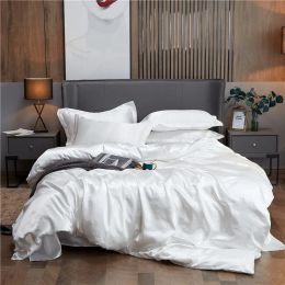 sets Bedding Set Satin with Duvet Cover Bed Sheet Pillowcase Luxury Bedsheet Solid Color Double Single King Queen Full Twin Size