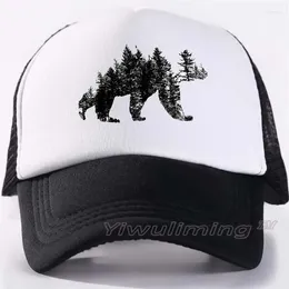 Ball Caps Bear Custom Logo Print Mesh Trucker Cap Unisex Casual Plain Baseball Adjustable Snapback Hats For Women Men