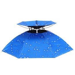 Umbrellas Portable Sun Rain Umbrella Hat Foldable Outdoor Sunshade Waterproof Cam Fishing Golf Gardening Headwear Cap Beach Head Hats Otix6