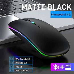 LED Wireless Mouse USB Rechargeable Bluetooth-compatible RGB Mouse Silent Ergonomic Mouse With Backlight For Laptop PC