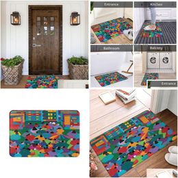 Carpets Oil Painting Art Doormat Bathroom Welcome Soft Kitchen Door Floor Mat Abstract Colorf Decoration Rug Area Rugs Drop Delivery Dh6Fv