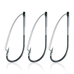 Fishhooks 20pcs Weedless Fishing Hooks Barbed J Hook Long Shank Weed Guard for Soft Worm Baits Wacky Rig Drop Shot Rig Neko Rig Bass