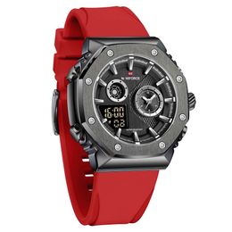 Naviforce Men Dual Display Analog Digital Watch Multifunktional militärische Quarz -Handgelenk Uhren Sport wasserdichtes Silikonband
