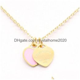 Luxury Designer 10Mm Pink Heart Pendant Necklaces Women Gold Chains Jewellery Stainless Steel Valentine Day Gifts Drop Delivery Dhemr