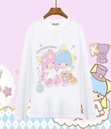 Women039s Hoodies Sweatshirts Harajuku Japanese Women Hoodie Girl Cartoon Little Twin Star Pullover Casual Lolita Top Sweatsh2325280