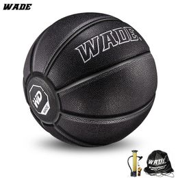 WADE 7# Original Soft PU Leather for Indooroutdoor High Elasticity Adult Basketball Ball Black Classic Ball 240229