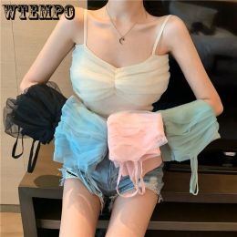 Camis WTEMPO Summer Sexy Camisoles Women Crop Top Sleeveless Shirt Sexy Slim Lady Bralette Padded Tops Strap Skinny Vest Camisole