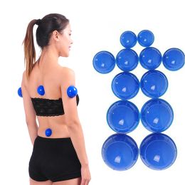 Relaxation 12 Pcs Vacuum Cupping Glasses Silicone Family Body Massage Helper Facial Body Massage Therapy Stress Reliever Cupping Cup