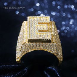 Letter VVS Diamond Ring Baguette Cut Sier Jewellery Custom Hip Hop Moissanite Rings