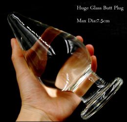 Big Anal Plug Size 16cm75cm Super Large Transparent Crystal Glass Butt Plug Anal Dildo Huge Anal Sex Toys For Woman Men Y189284687791