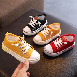 Spring Kids Canvas Shoes for Boys Solid Red Light School Casual Girls Nonslip Fashion Children Unisex Sneakers 240223