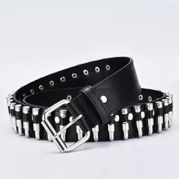 Belts Ligentleman Ladies Leather Punk Belt Hollow Rivet Personality Rock Wild Adjustable Young Trend 2024