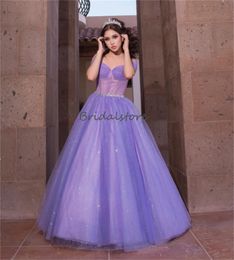 Fairy Lilac Quinceanera Dresses 2024 A Line Floor Length Tulle Beaded Prom Dress Elegant Birthday Party Sixteen Vestidos De Xv 15 Anos Princess Sweet 16 Party Gown