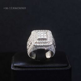 Xingguang Iced Out Moissanite High Quality Vvs D Colour Pass Diamond Tester Sterling Sier Ring For Hip Hop Gift