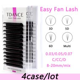 Eyelashes TDANCE 4pcs/lot Rapid Blooming Volume Eyelash Extensions self fanning Fast Fan Individual Lashes Rapid Automatic Blooming